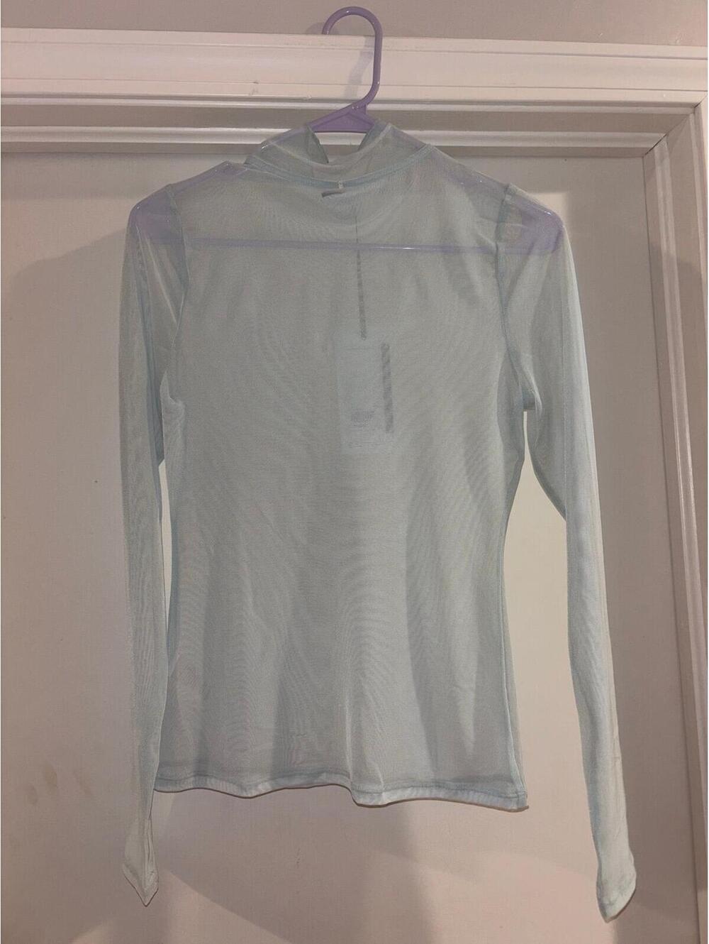 Calia Draped Funnel Neck Long Sleeve Top XXL NWT Smoked Turquoise